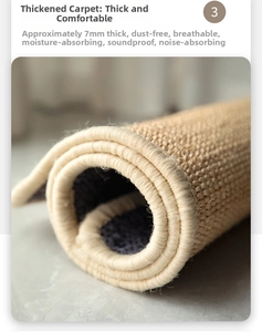 Macro view showing 7mm thickness and woven edge of natural sisal fiber carpet