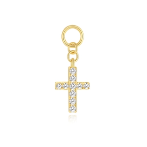 Elegant gold cross pendant with micro-pave white zircon stones for jewelry making