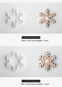 Detail showing snowflake cookie cutter dimensions 6.5x7.5cm for Christmas baking DIY