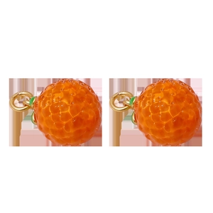 Detailed orange fruit charms with textured finish and green leaves for DIY jewelry