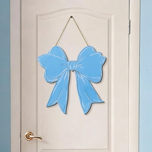 Plaque murale en bois nœud bleu clair pour chambre de fille avec cordelette de suspension