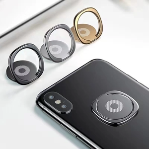 Universal 360-degree rotating metal ring phone holder in black, silver, and gold colors