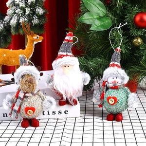 Three-piece Christmas tree hanging ornaments featuring Santa, Snowman and Reindeer figurines