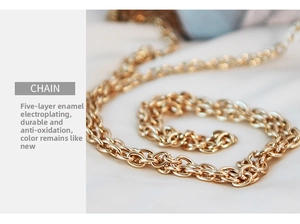Macro shot of durable gold plated metal chain with high resistance to oxidation