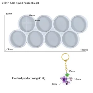 Vue détaillée du moule en silicone D4347 à 8 cavités pour pendentifs ronds en résine