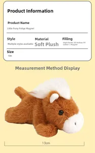 Detail of 13cm brown plush pony magnet toy with soft pp cotton filling and magnetic feature