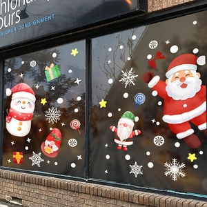 Christmas Santa Claus and snowman static window stickers for festive shop glass decor
