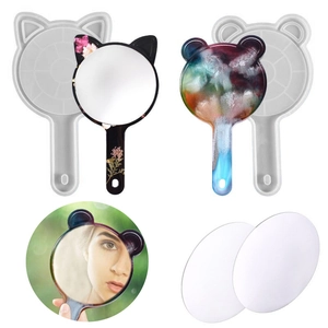 Handheld Mirror Silicone Mold DIY Resin Casting Craft Tool Animal Ear Sun Shape Creative Mirror Making