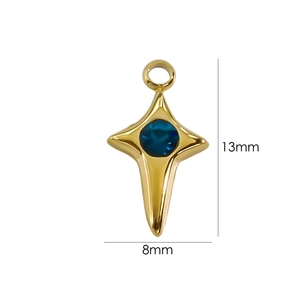 Goldener Sternanhänger mit blauem Edelstein für DIY Schmuck 13mm x 8mm Größe