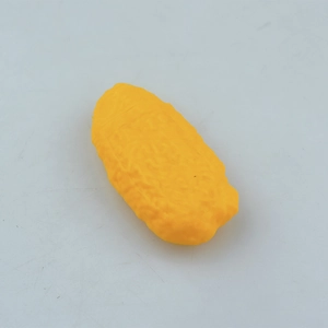 Macro shot of 3D realistic fried chicken nugget toy with detailed crispy skin texture