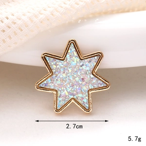 Golden hexagon star charm with sparkling sequins, 2.7cm diameter and 5.7g weight
