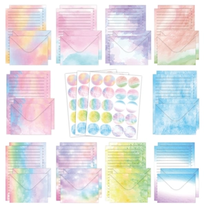 Watercolor Gradient Letter Paper And Envelopes Offset Paper Birthday Invitation Dreamy Lined Writing Sheet Seal Stickers