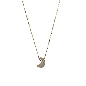 Elegant gold chain necklace featuring a crescent moon pendant with natural mother of pearl