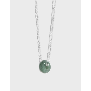 S925 Sterling Silver New Chinese Style Jade Ring Pendant Necklace For Women Minimalist Geometric Jewelry Gift