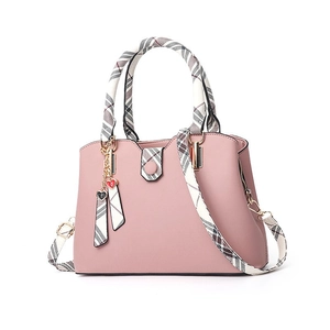Damen PU Leder Handtasche Mit Kariertem Griff Und Herzanhänger Vielseitige Schulter- Und Umhängetasche Für Den Alltag