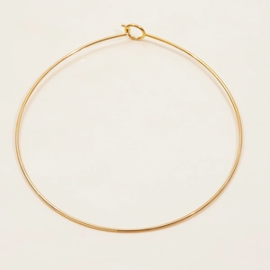 Minimalist 18K gold plated stainless steel smooth round choker necklace on white background