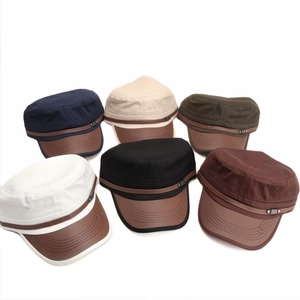 Flat top military caps collection featuring leather visors and star embroidery detail