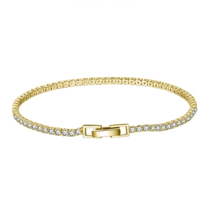 Elegant S925 sterling silver gold tennis bracelet with brilliant round-cut cubic zirconia