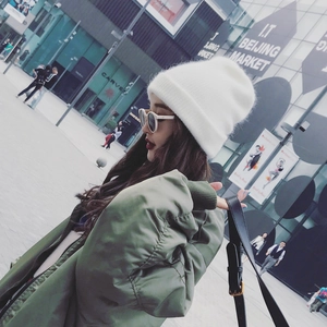 Women Winter Warm Angora Rabbit Hair Blend Knitted Beanie Hat Soft Thick Ribbed Cuff Solid Color Outdoor Casual Headwear