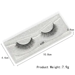 3D faux mink eyelashes #100 with dense criss-cross pattern in silver glitter box