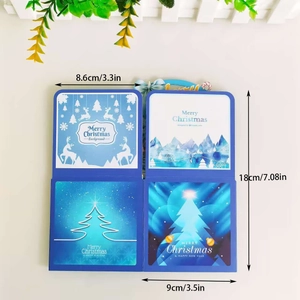 3D Christmas night greeting card set with pop-up tree and reindeer, 18cm height