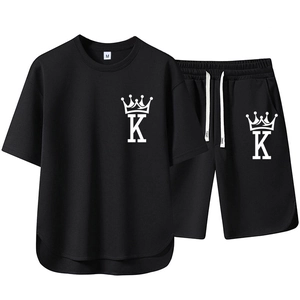 Herren Casual Sportbekleidung T-Shirt Und Shorts Polyester Lockere Passform Sommer Streetwear Loungewear Rundhals