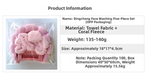 Detailed view of soft pink towel fleece skincare set including headband and wristbands