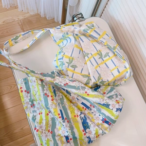 Floral print cotton tote bags with sweet pastoral design and large capacity handles