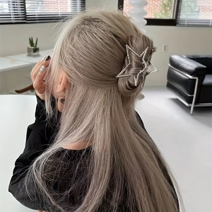 Pinza per capelli a stella argento stile Y2K da donna con design metallico scavato