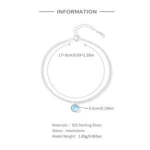 Elegant S925 sterling silver chain bracelet featuring a blue moonstone pendant detail