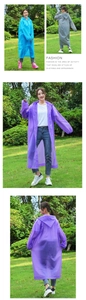 Detail view of thickened EVA hooded raincoats with drawstring and elastic cuffs