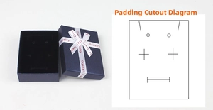 Lining cut-out diagram for dark blue jewelry gift box with ribbon and black flocking