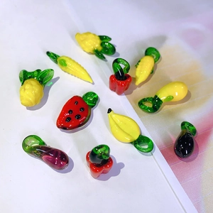 Vibrant assortment of glass fruit and vegetable charms for DIY jewelry making and crafts