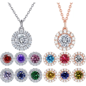 Round Halo Pendant Necklace With 925 Sterling Silver Round Cut Sparkling Cubic Zirconia For Women Elegant Jewelry Gift