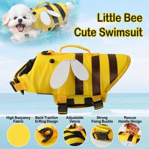 Gilet De Sauvetage Pour Animaux Haute Flottabilité Maillot De Bain Chien Avec Poignée Sécurité Réglable Tissu Oxford Design Abeille