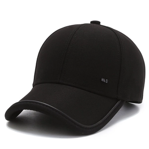 Classic black cotton baseball cap for men with NLS metal side logo for outdoor use