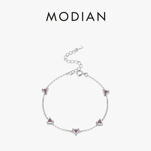 Bracelet En Argent Sterling 925 Forme De Coeur Zircon Coloré Pour Femme Chaîne Fine Réglable Bijoux Mode