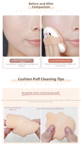 Dual-use cushion puff makeup application comparison and two-step cleaning guide detail