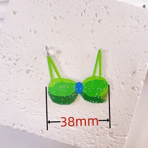Macro view of 38mm green glitter acrylic bikini pendant for DIY jewelry and earrings