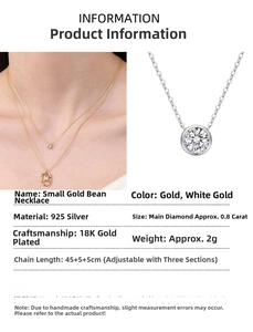 Dettagli della collana in argento 925 placcato oro 18K con diamante 0,8ct e misure