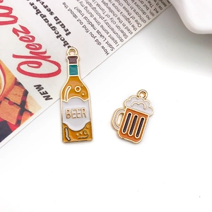 Creative beer bottle and mug enamel dangle earrings for Oktoberfest theme outfits