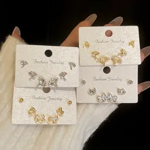 Boucles Oreilles Ginkgo Et Cheval À Bascule Avec Tige En Argent Zircon Nacre Cuivre Plaqué Or Véritable Élégant Femmes