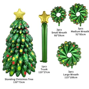 Stehender 130cm Weihnachtsbaum-Ballonset mit Stern-Topper für festliche Deko
