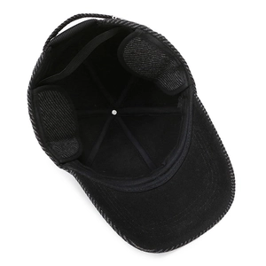 Men's winter wool baseball cap with foldable ear flaps and gray herringbone tweed pattern