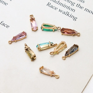 Colorful faceted teardrop pendants with gold plated claw settings for DIY jewelry making