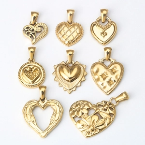 Pendente A Forma Di Cuore Acciaio Inossidabile Tonalità Oro Accessori Per Creazione Di Gioielli Fai Da Te Stili Romantici