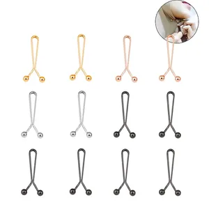 12-piece U-shaped metal hijab clips set in multi-color finishes with bead details