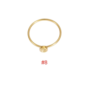 Polished gold stainless steel ring setting with empty round base for DIY, size 8