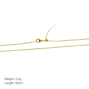 Detail view of gold Venetian chain with adjustable slider and lobster clasp, 50cm length