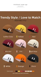 Detailed grid view of nine colorful docker caps with contrast double stripes trim